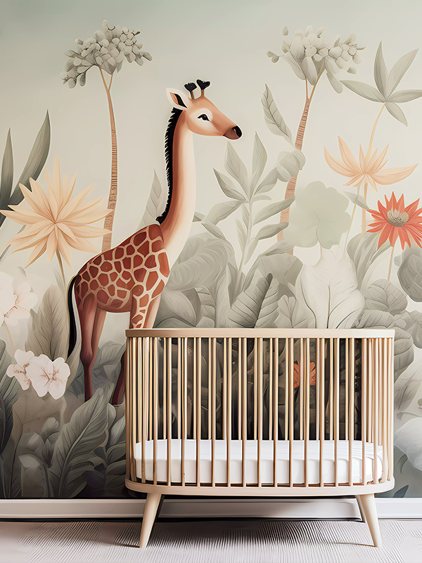 Babyzimmer mit Giraffen-Wandbildtapete